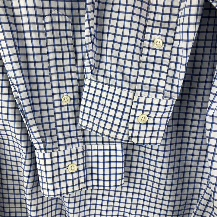 Ralph Lauren Stretch Long Sleeve Button-Down Check Shirt, Men's Size L cotton white type Vintage Second Hand
