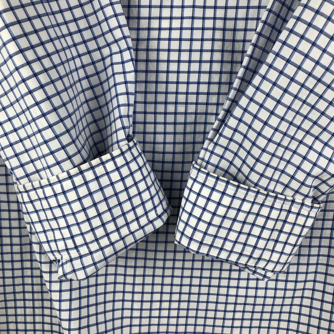 Ralph Lauren Stretch Long Sleeve Button-Down Check Shirt, Men's Size L cotton white type Vintage Second Hand