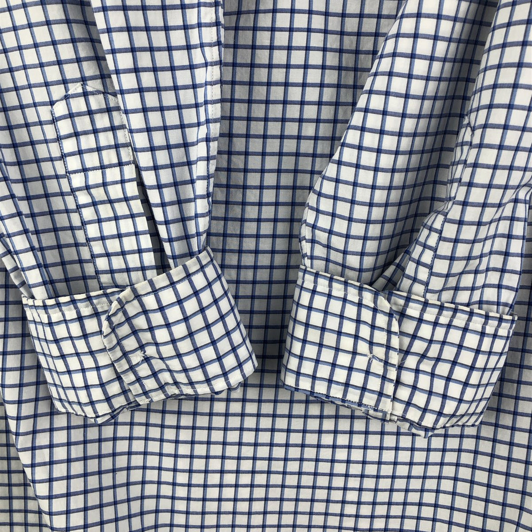 Ralph Lauren Stretch Long Sleeve Button-Down Check Shirt, Men's Size L cotton white type Vintage Second Hand