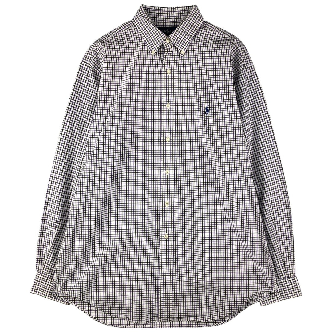 Ralph Lauren Classic Fit Long Sleeve Button Down Check Shirt, Men's Size L cotton purple type Vintage Second Hand