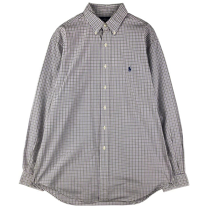 Ralph Lauren Classic Fit Long Sleeve Button Down Check Shirt, Men's Size L cotton purple type Vintage Second Hand