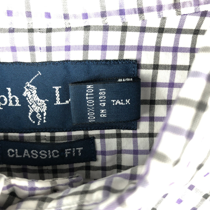 Ralph Lauren Classic Fit Long Sleeve Button Down Check Shirt, Men's Size L cotton purple type Vintage Second Hand
