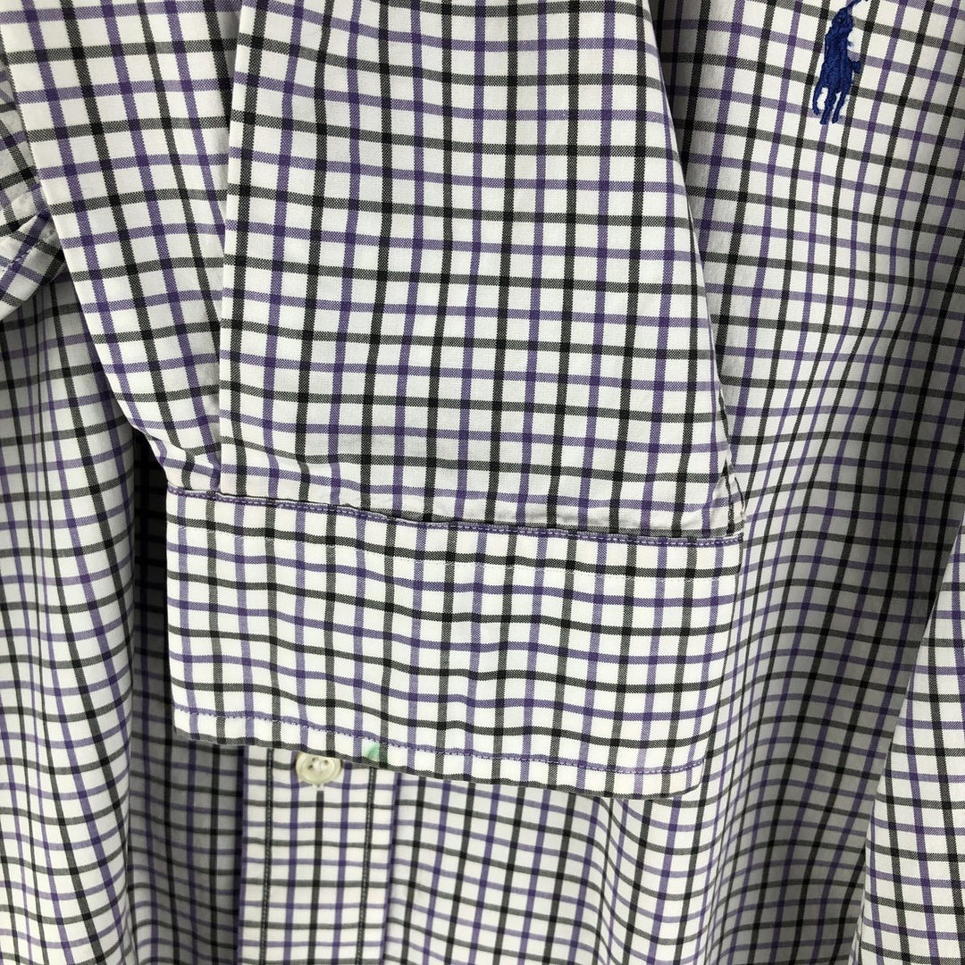 Ralph Lauren Classic Fit Long Sleeve Button Down Check Shirt, Men's Size L cotton purple type Vintage Second Hand