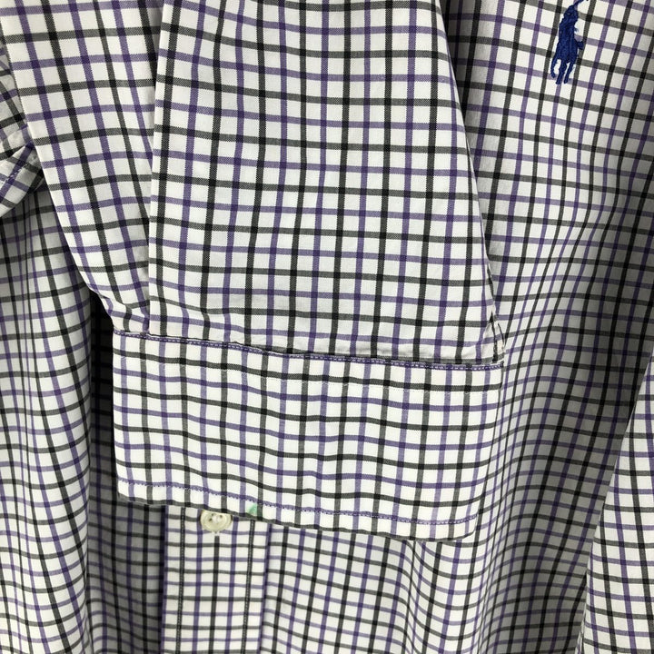 Ralph Lauren Classic Fit Long Sleeve Button Down Check Shirt, Men's Size L cotton purple type Vintage Second Hand