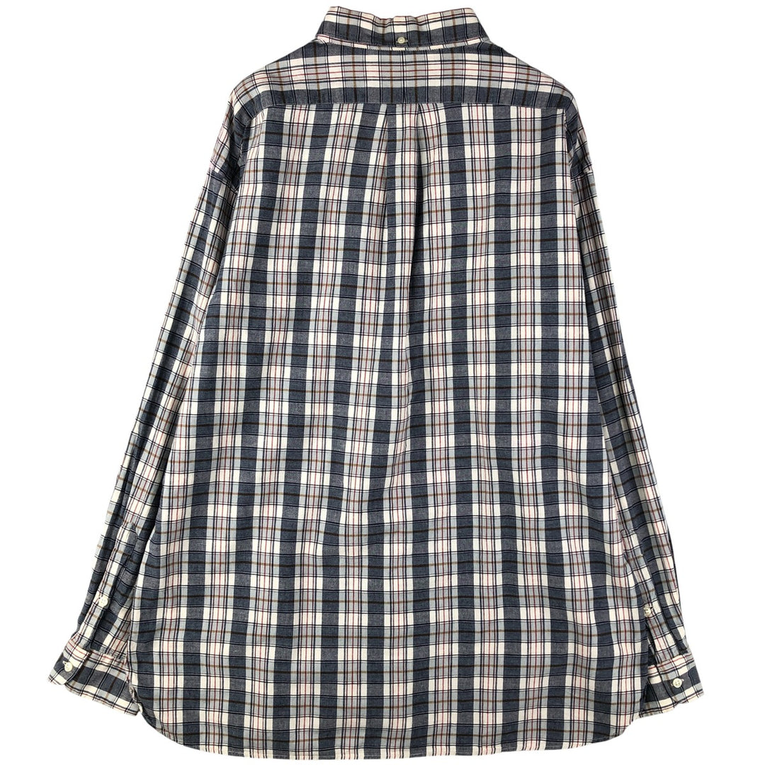 Ralph Lauren MCMEEL long-sleeved button-down check shirt, men's size XL cotton navy blue type Vintage Second Hand
