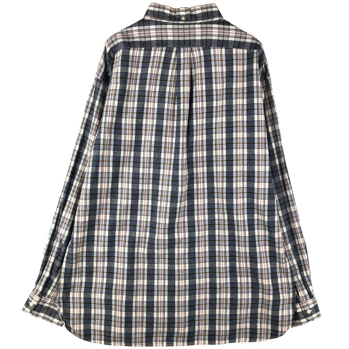Ralph Lauren MCMEEL long-sleeved button-down check shirt, men's size XL cotton navy blue type Vintage Second Hand