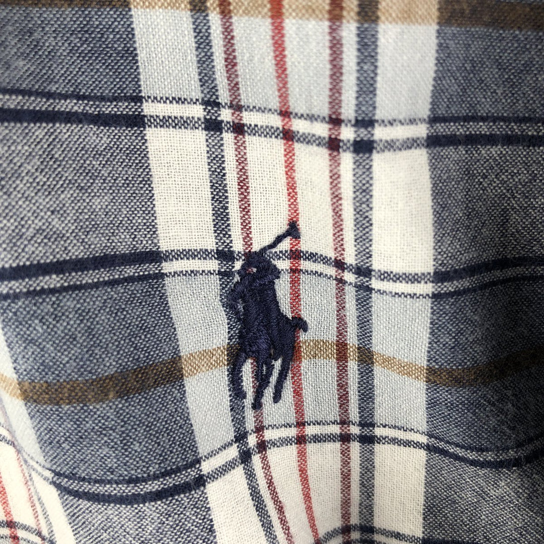 Ralph Lauren MCMEEL long-sleeved button-down check shirt, men's size XL cotton navy blue type Vintage Second Hand