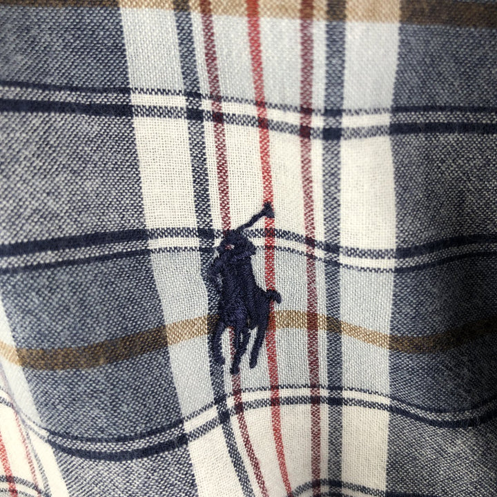 Ralph Lauren MCMEEL long-sleeved button-down check shirt, men's size XL cotton navy blue type Vintage Second Hand