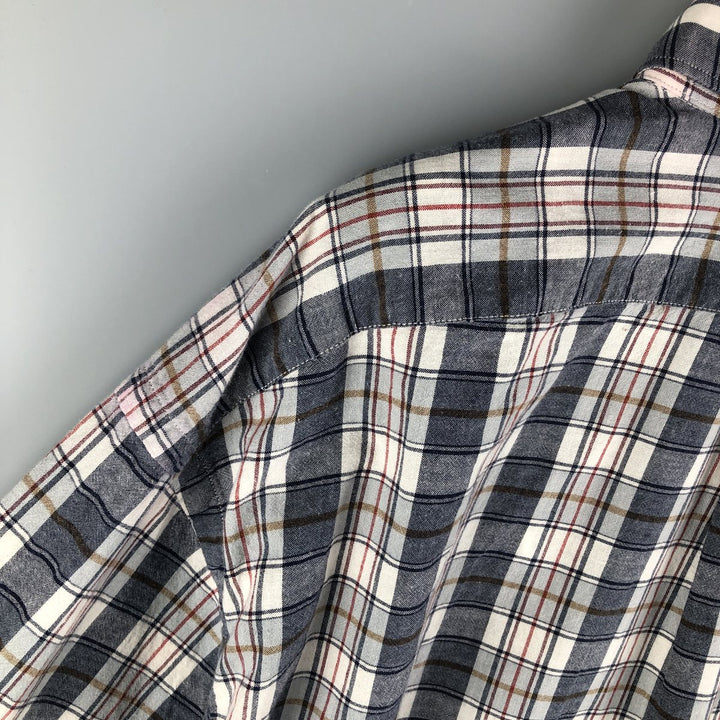 Ralph Lauren MCMEEL long-sleeved button-down check shirt, men's size XL cotton navy blue type Vintage Second Hand