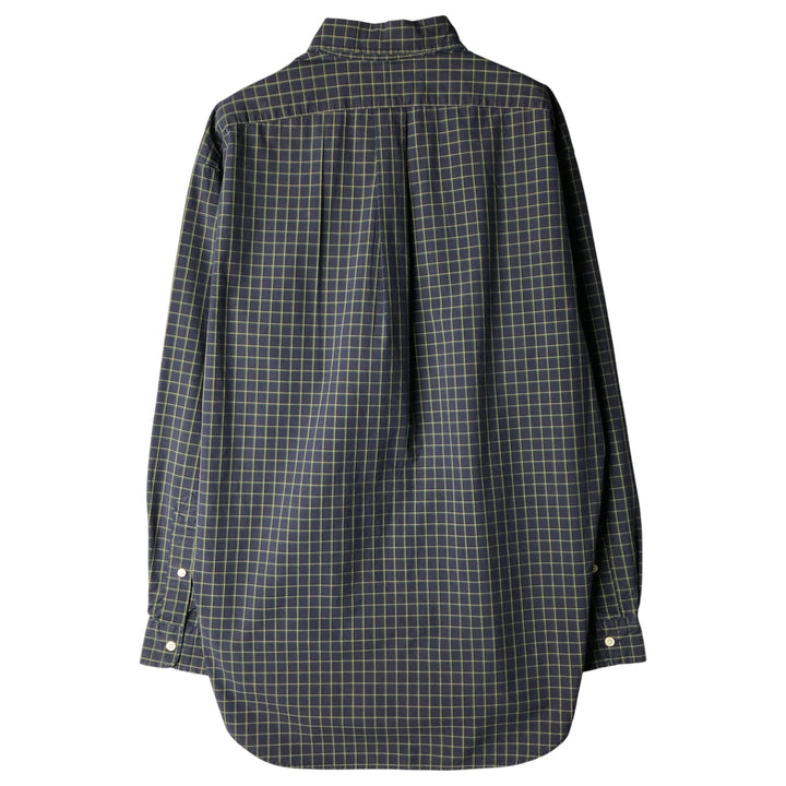 Ralph Lauren BLAKE long sleeve button down check shirt, men's size M cotton navy blue type Vintage Second Hand