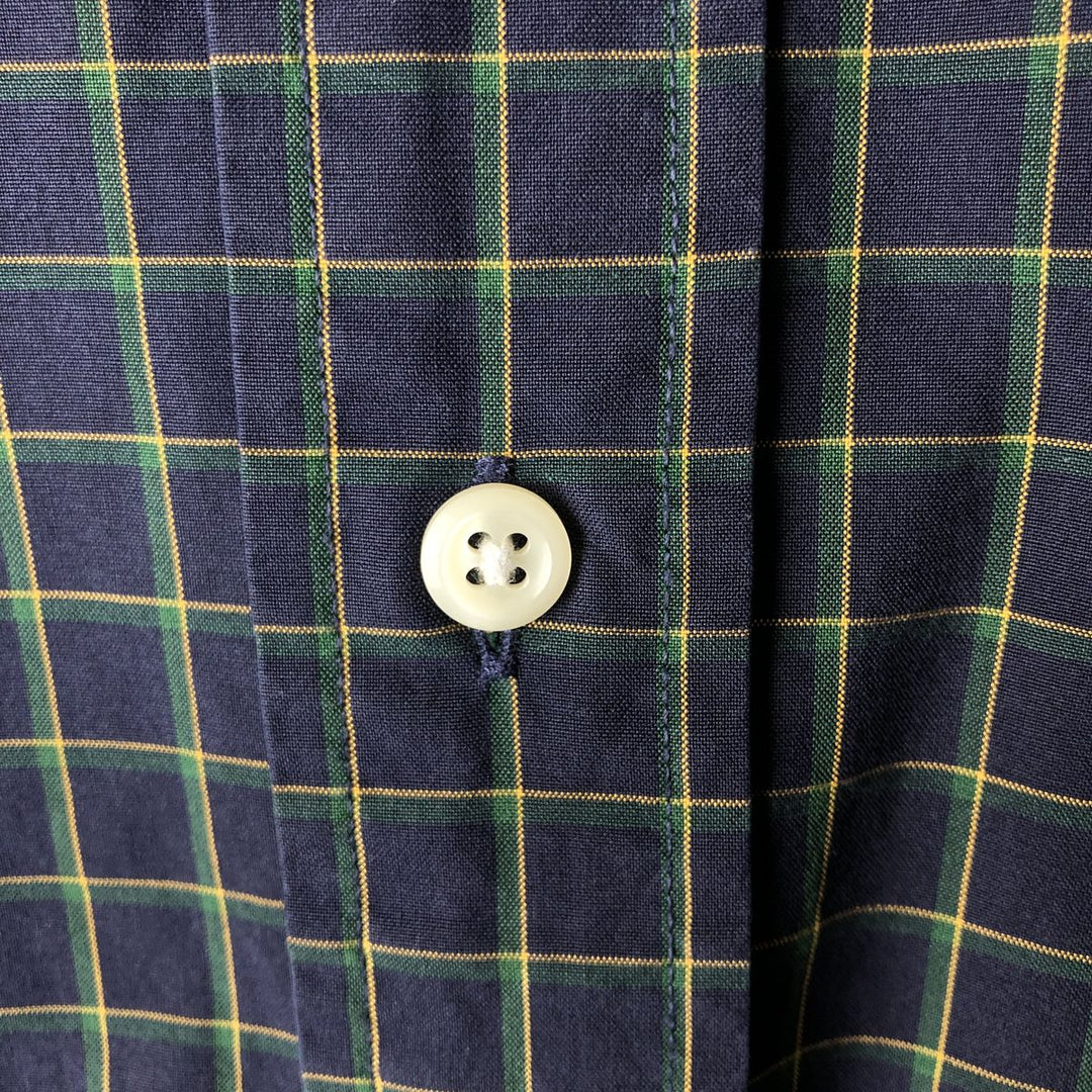 Ralph Lauren BLAKE long sleeve button down check shirt, men's size M cotton navy blue type Vintage Second Hand