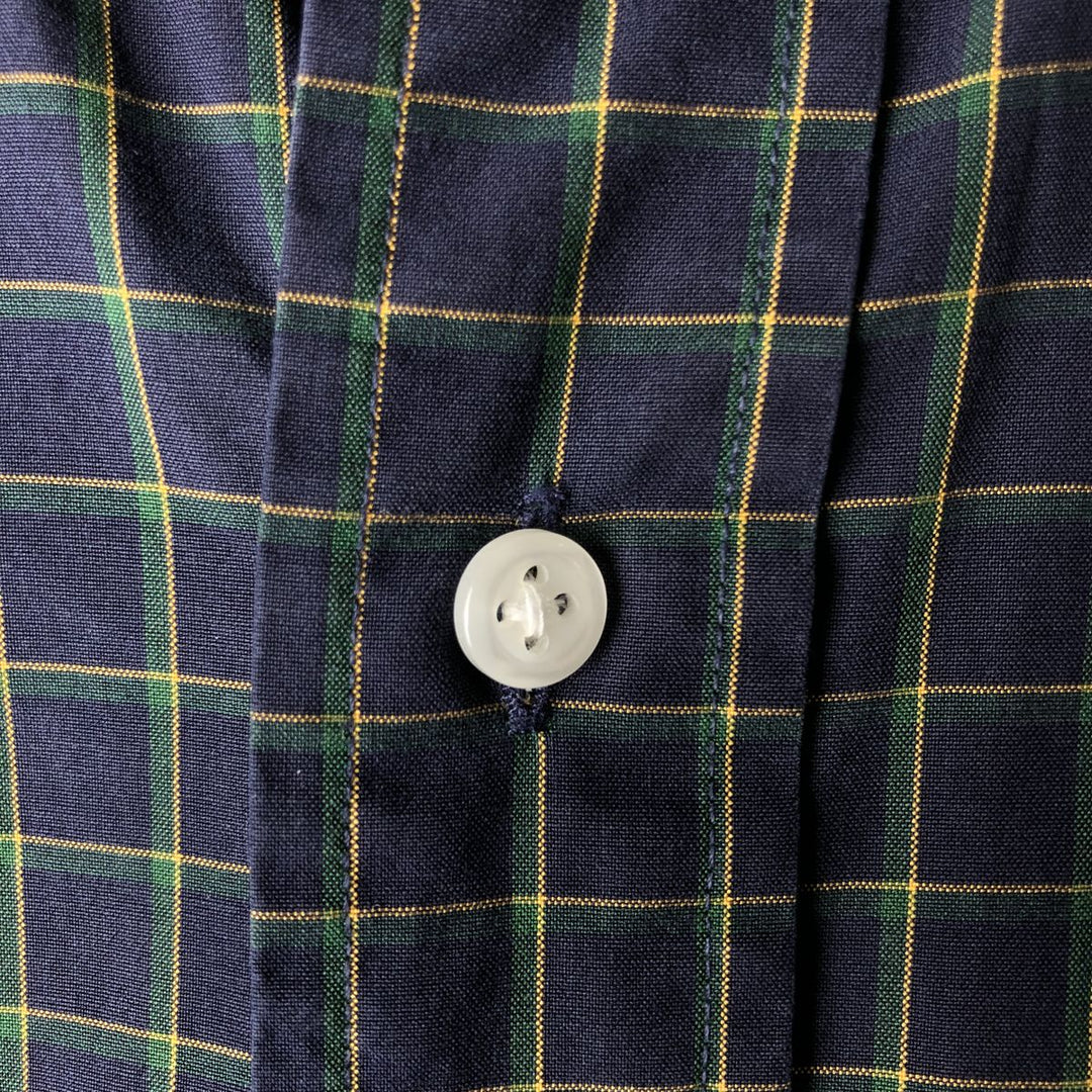 Ralph Lauren BLAKE long sleeve button down check shirt, men's size M cotton navy blue type Vintage Second Hand