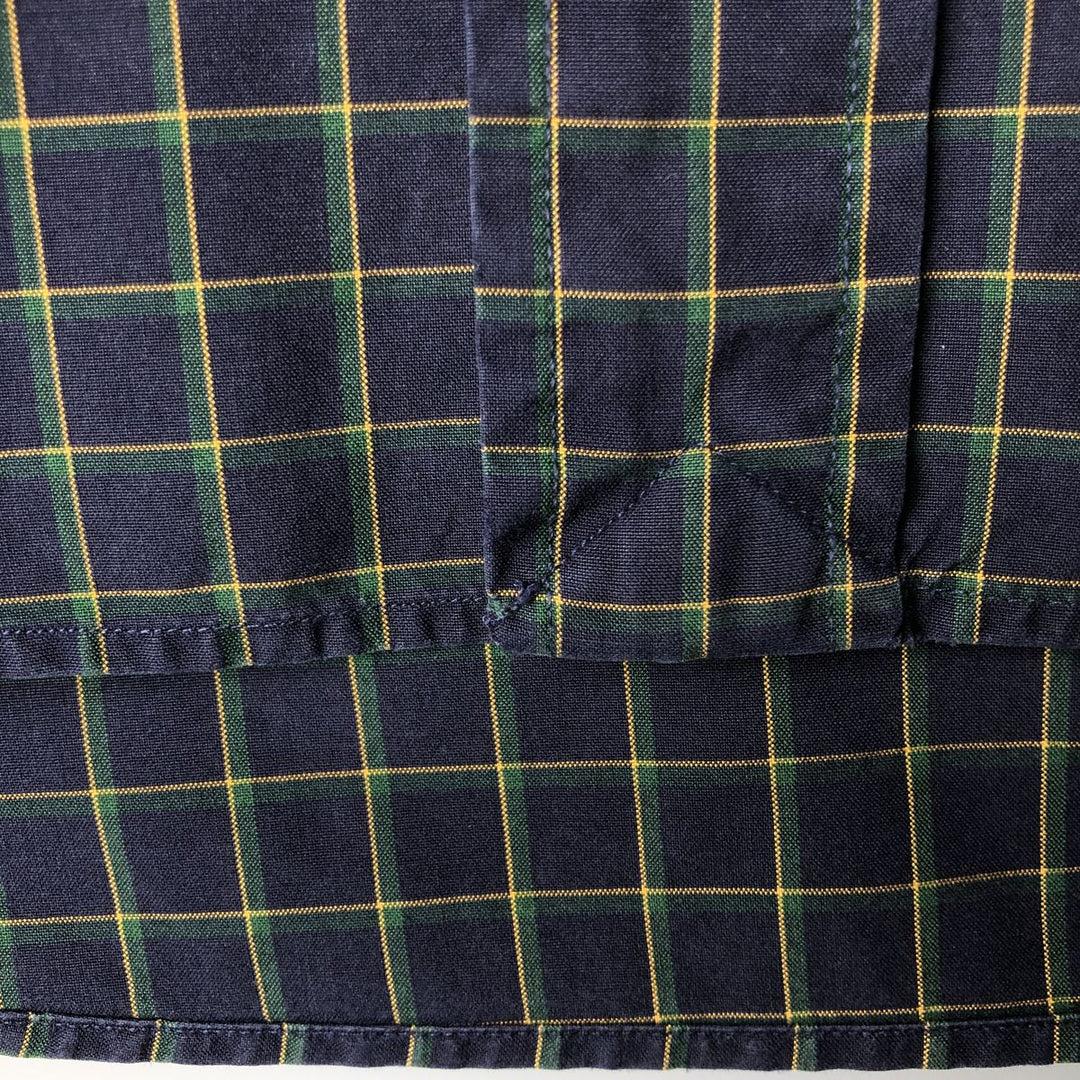 Ralph Lauren BLAKE long sleeve button down check shirt, men's size M cotton navy blue type Vintage Second Hand
