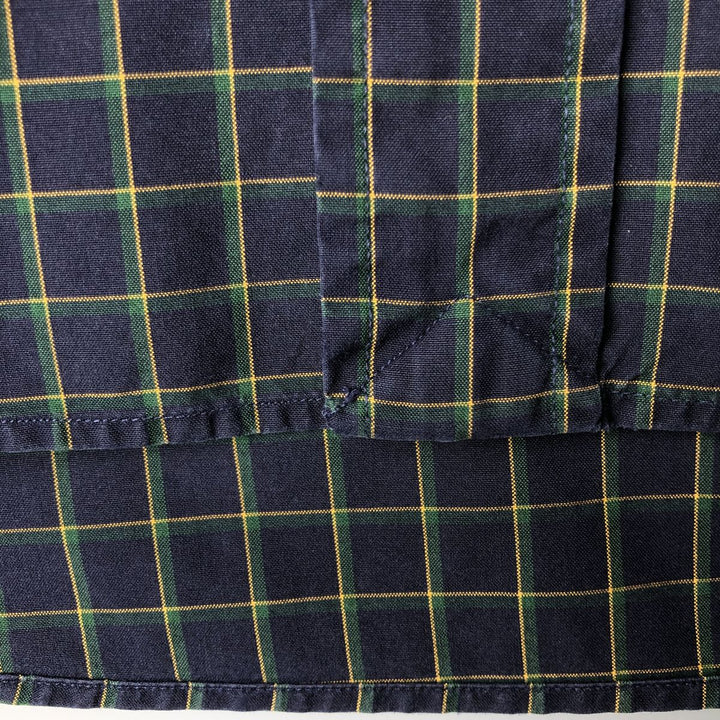 Ralph Lauren BLAKE long sleeve button down check shirt, men's size M cotton navy blue type Vintage Second Hand