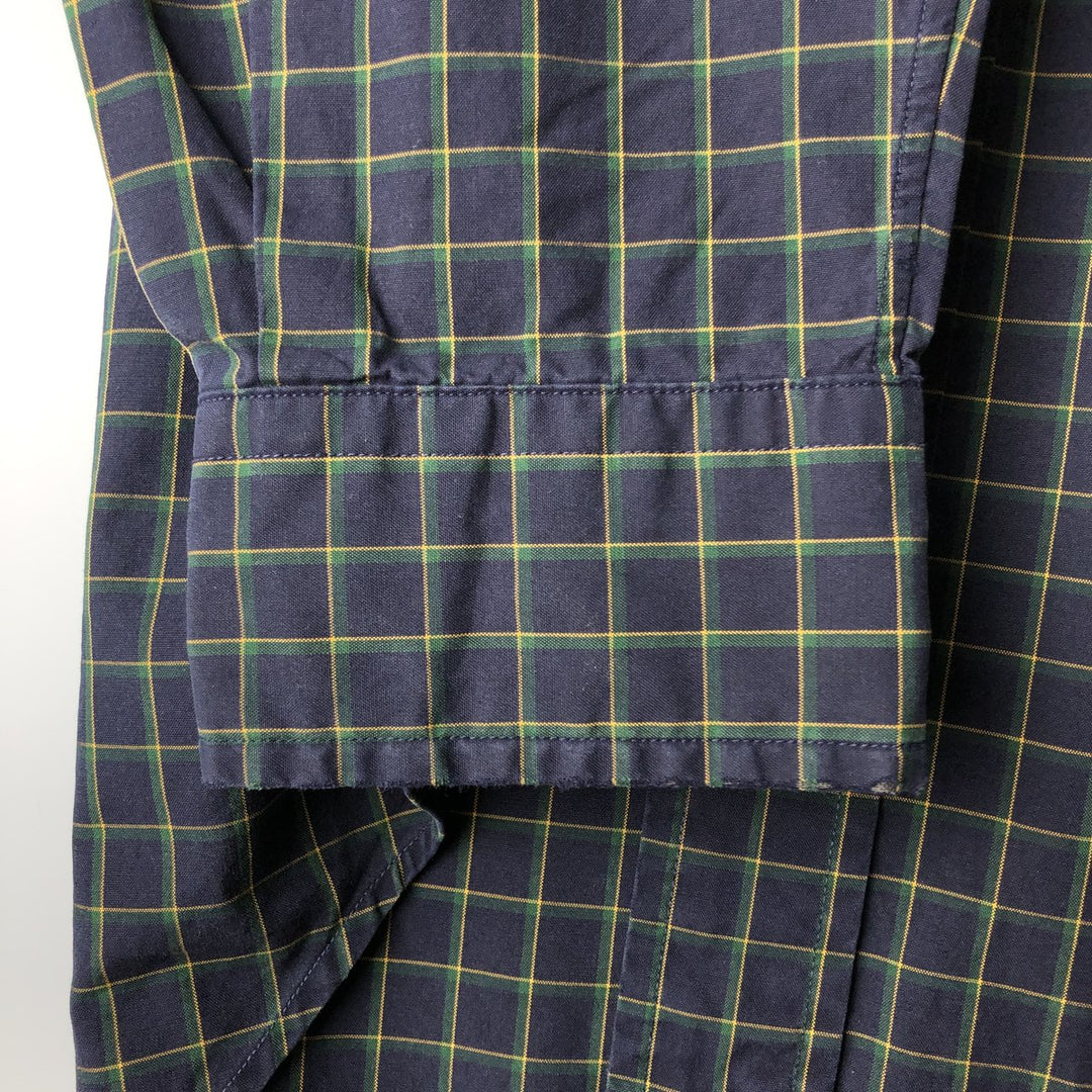 Ralph Lauren BLAKE long sleeve button down check shirt, men's size M cotton navy blue type Vintage Second Hand