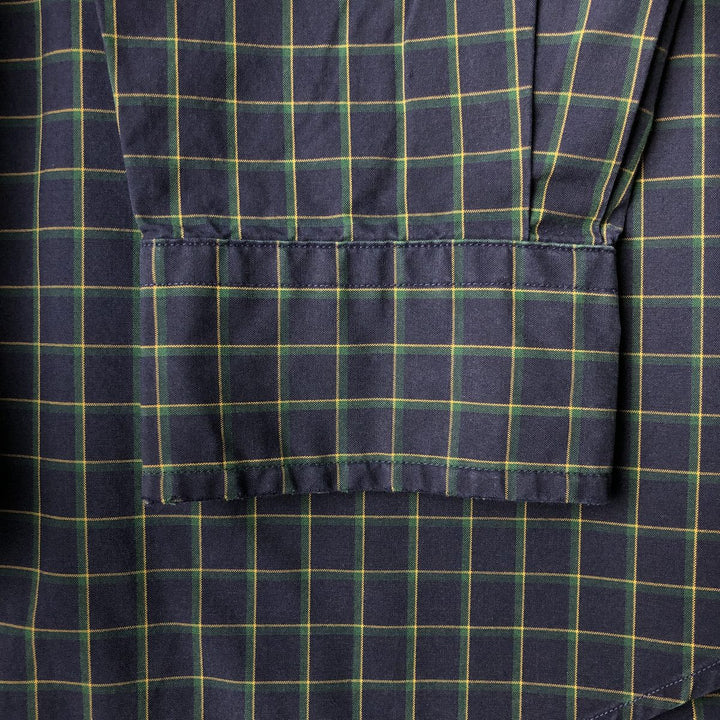 Ralph Lauren BLAKE long sleeve button down check shirt, men's size M cotton navy blue type Vintage Second Hand