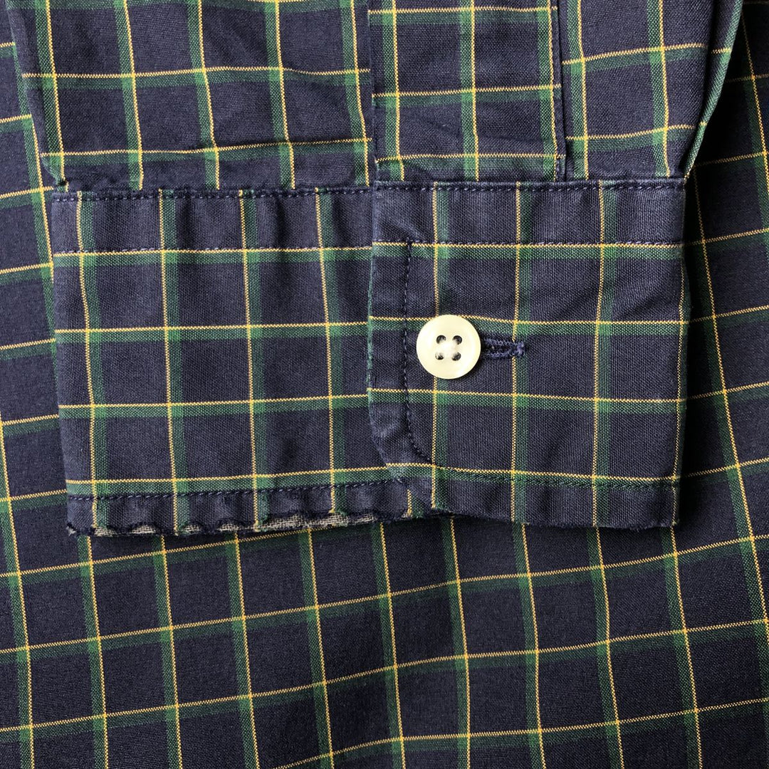 Ralph Lauren BLAKE long sleeve button down check shirt, men's size M cotton navy blue type Vintage Second Hand