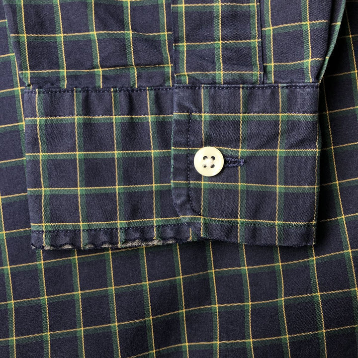 Ralph Lauren BLAKE long sleeve button down check shirt, men's size M cotton navy blue type Vintage Second Hand