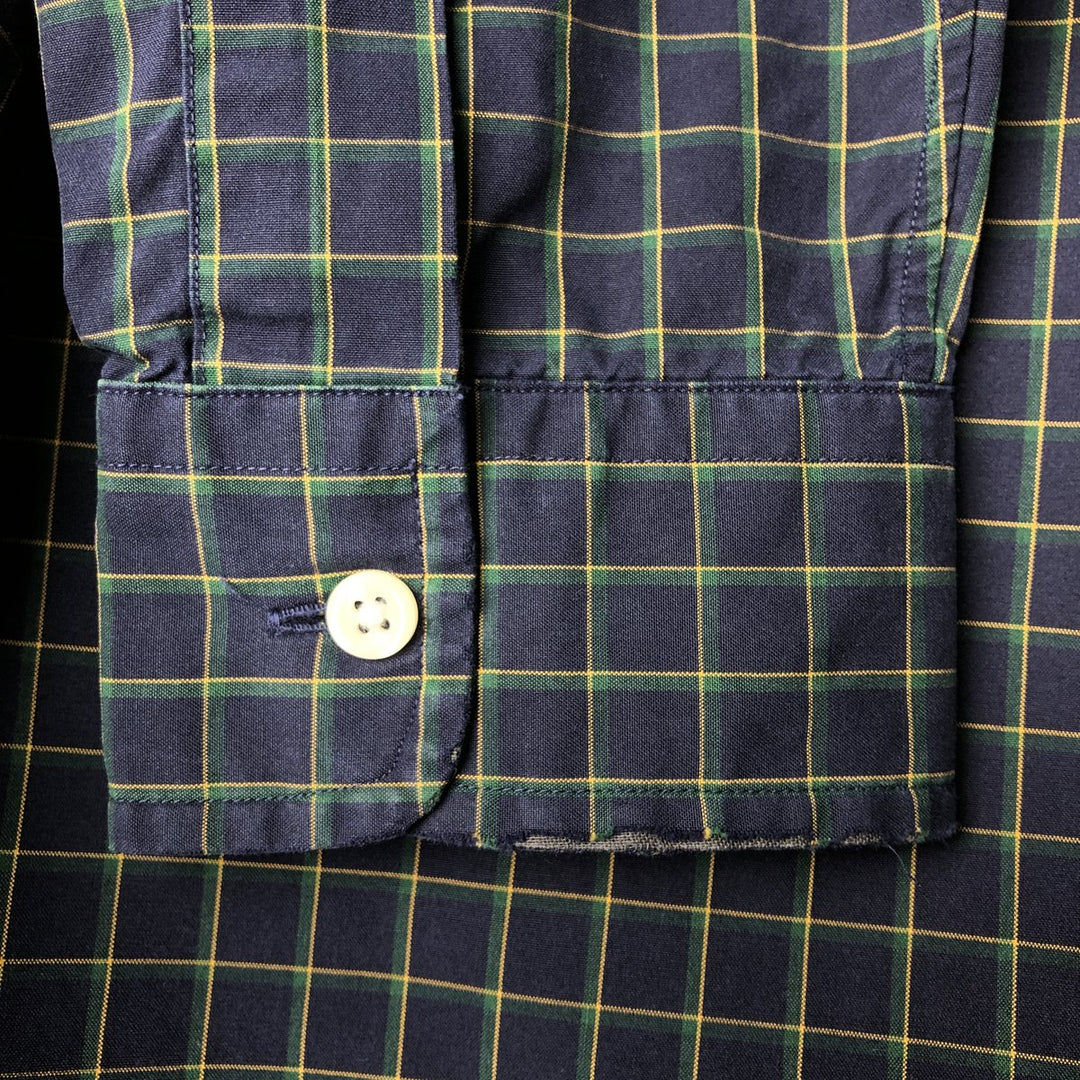 Ralph Lauren BLAKE long sleeve button down check shirt, men's size M cotton navy blue type Vintage Second Hand