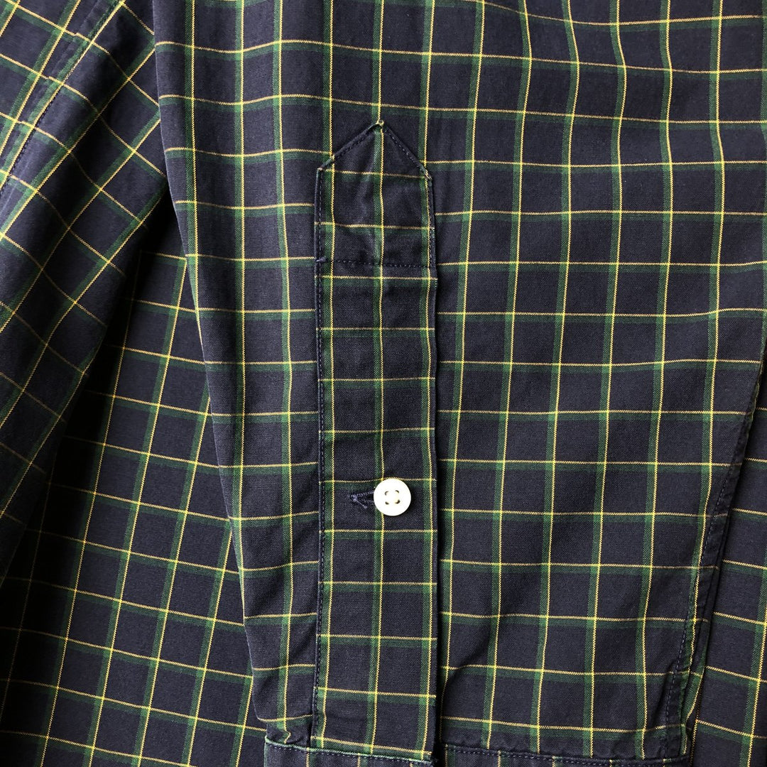 Ralph Lauren BLAKE long sleeve button down check shirt, men's size M cotton navy blue type Vintage Second Hand