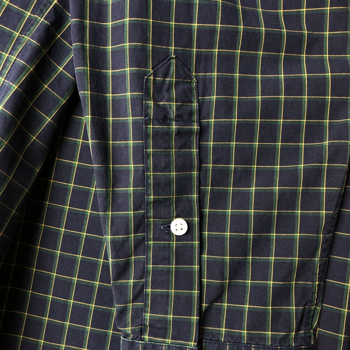Ralph Lauren BLAKE long sleeve button down check shirt, men's size M cotton navy blue type Vintage Second Hand