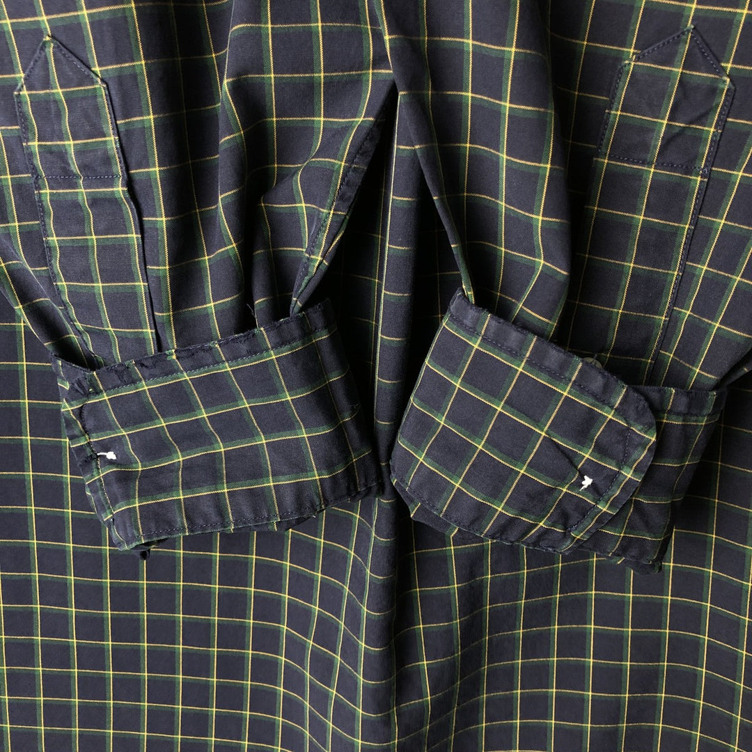 Ralph Lauren BLAKE long sleeve button down check shirt, men's size M cotton navy blue type Vintage Second Hand