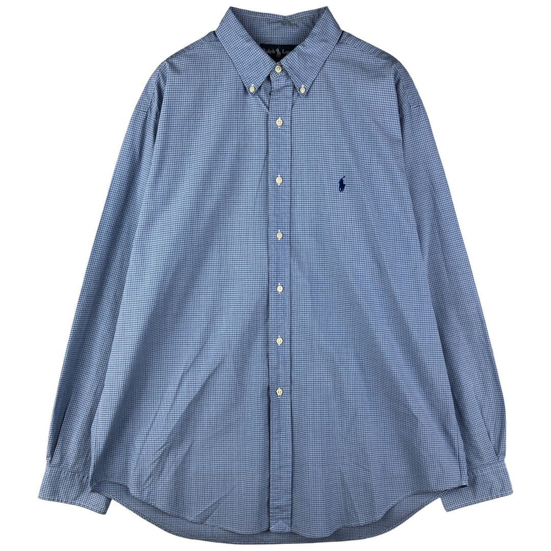 Ralph Lauren Classic Fit Long Sleeve Button Down Check Shirt Men's XL cotton Blue type light blue Vintage Second Hand