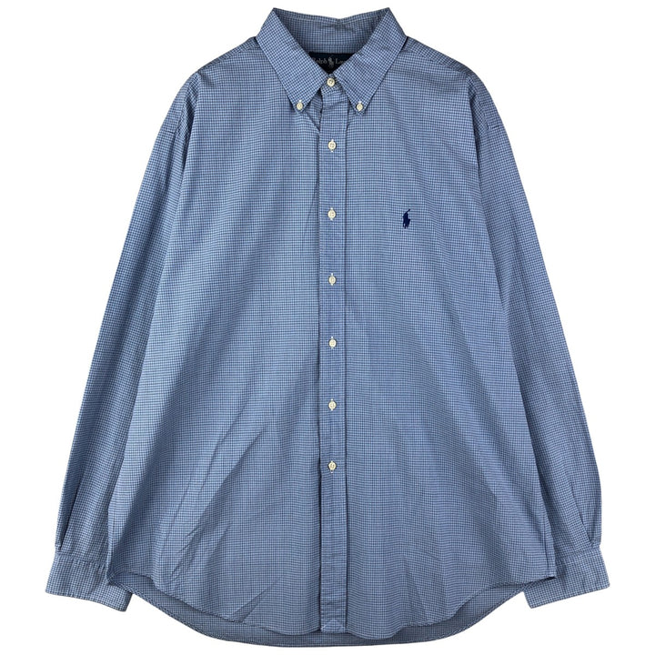 Ralph Lauren Classic Fit Long Sleeve Button Down Check Shirt Men's XL cotton Blue type light blue Vintage Second Hand