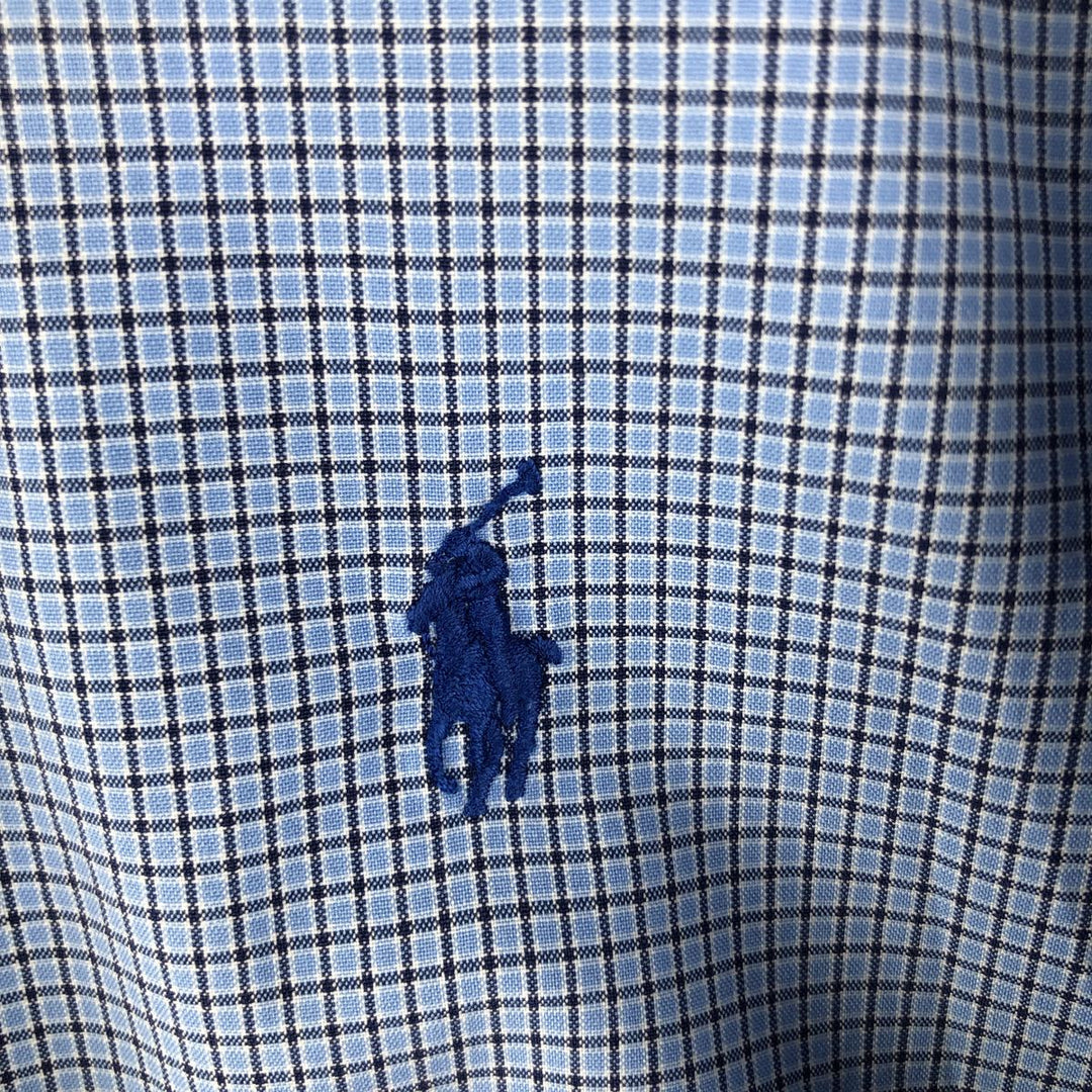 Ralph Lauren Classic Fit Long Sleeve Button Down Check Shirt Men's XL cotton Blue type light blue Vintage Second Hand