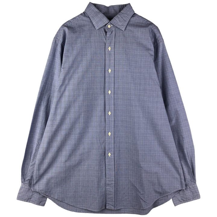 Ralph Lauren POLO by Ralph Lauren long sleeve cotton check shirt, men's XL size cotton blue type Vintage Second Hand