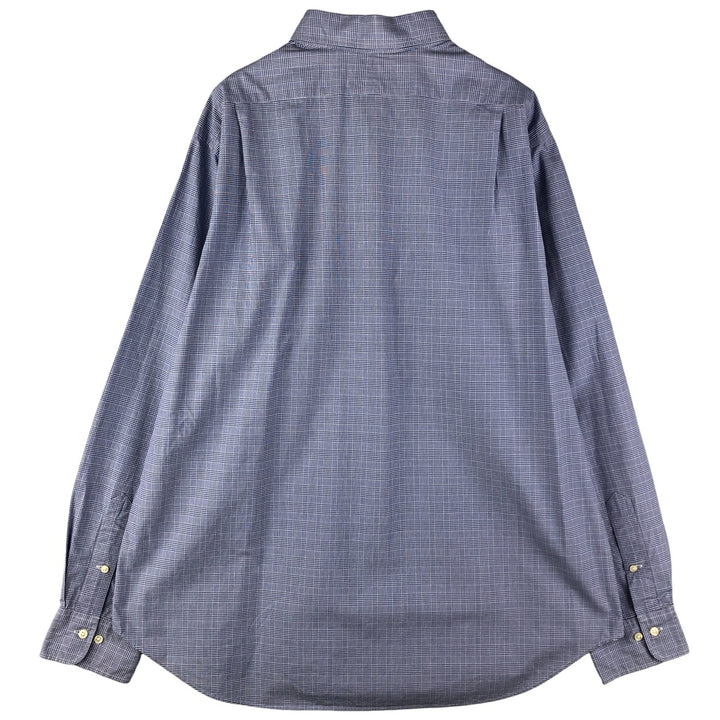Ralph Lauren POLO by Ralph Lauren long sleeve cotton check shirt, men's XL size cotton blue type Vintage Second Hand