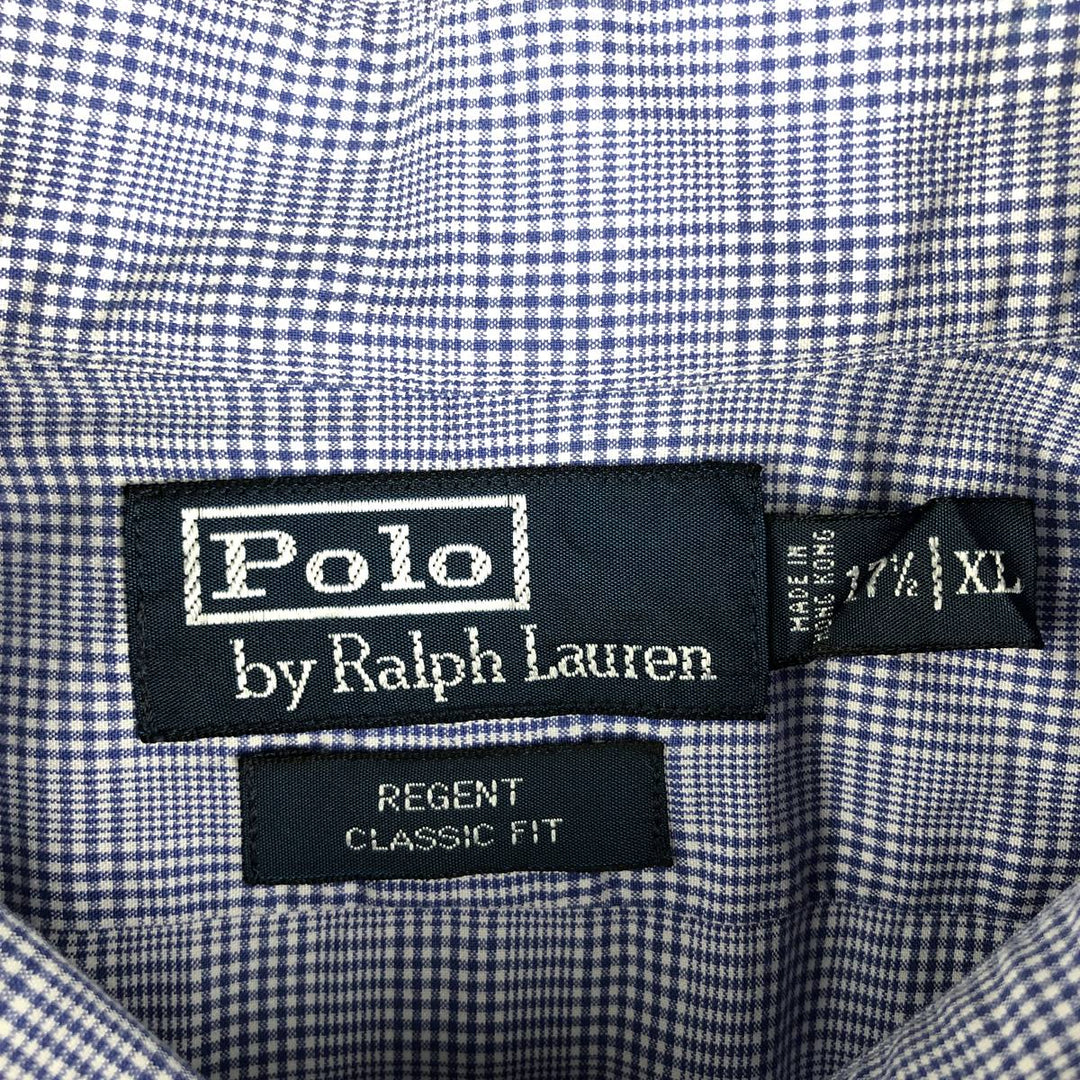 Ralph Lauren POLO by Ralph Lauren long sleeve cotton check shirt, men's XL size cotton blue type Vintage Second Hand