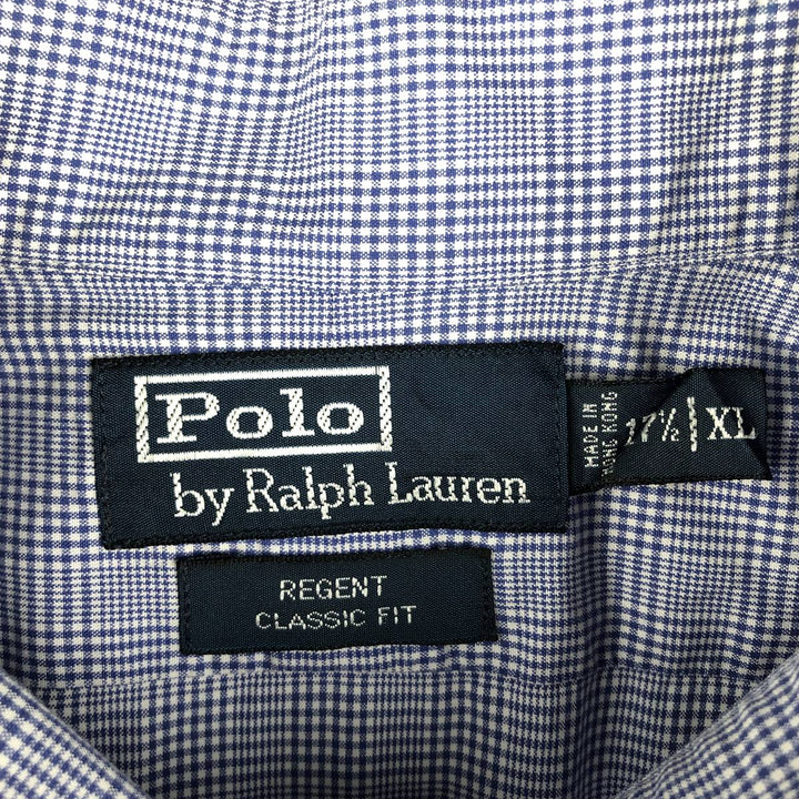 Ralph Lauren POLO by Ralph Lauren long sleeve cotton check shirt, men's XL size cotton blue type Vintage Second Hand