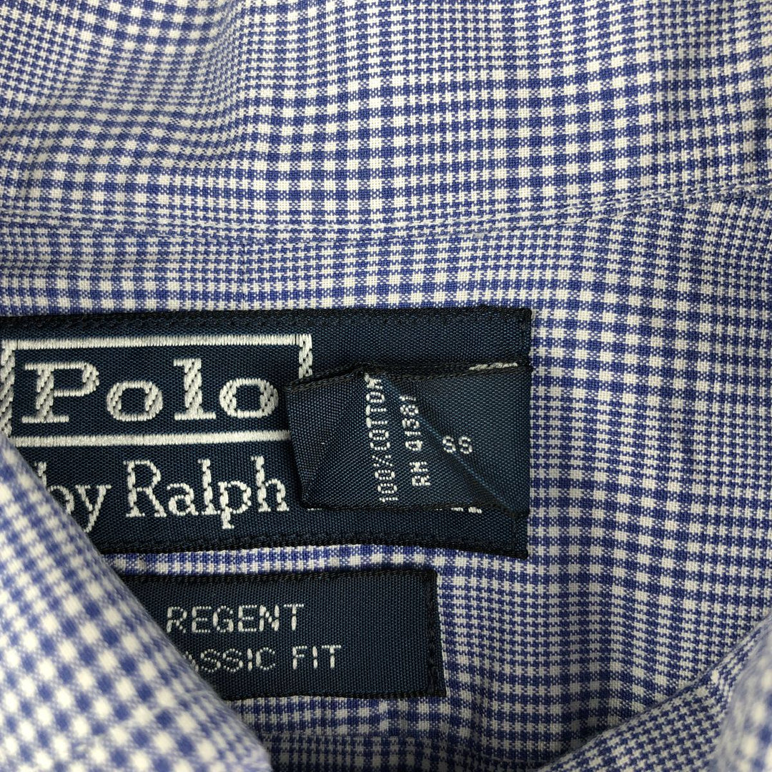 Ralph Lauren POLO by Ralph Lauren long sleeve cotton check shirt, men's XL size cotton blue type Vintage Second Hand