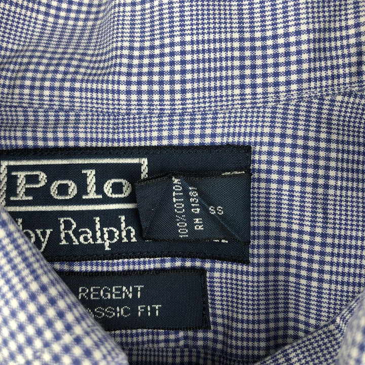 Ralph Lauren POLO by Ralph Lauren long sleeve cotton check shirt, men's XL size cotton blue type Vintage Second Hand