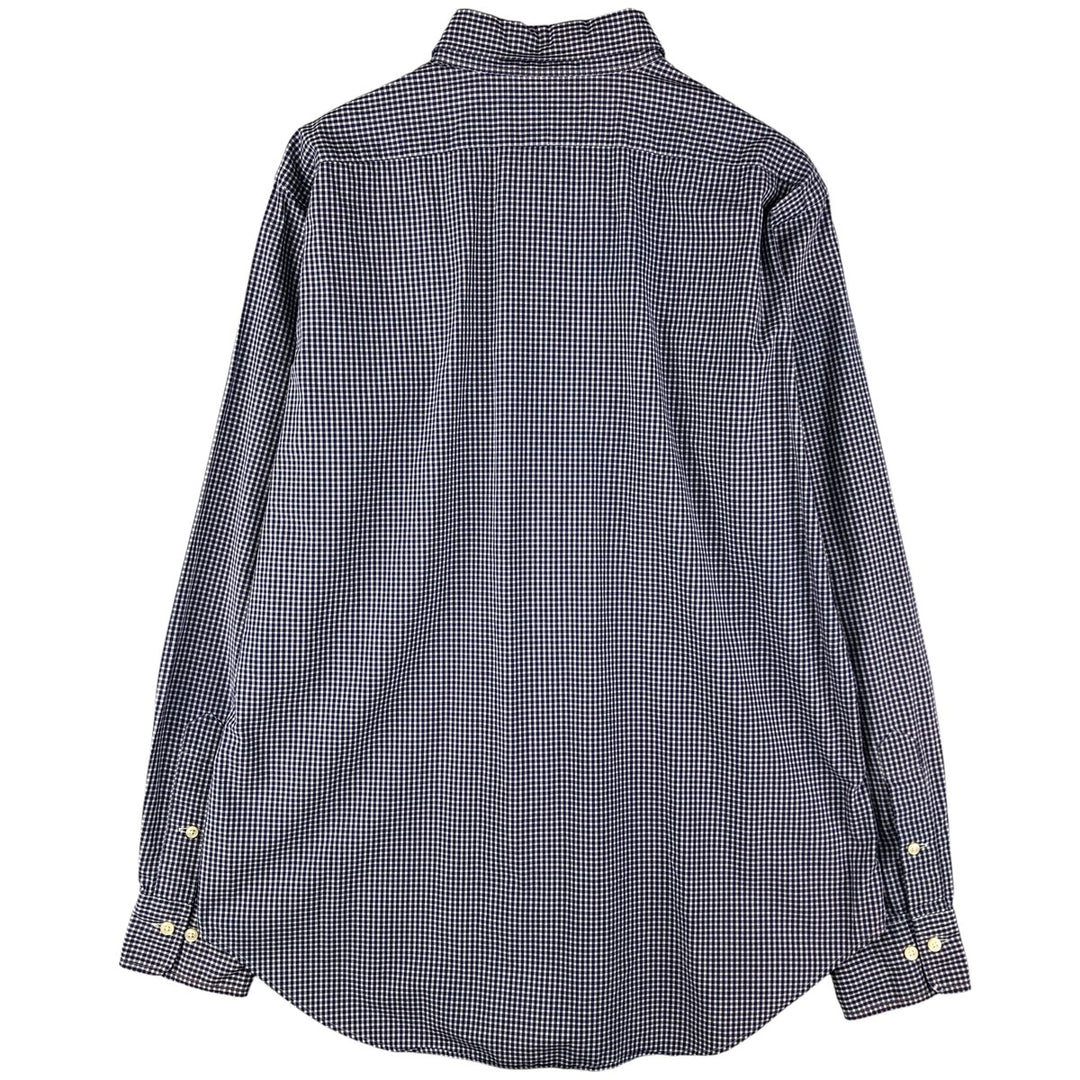 Ralph Lauren POLO by Ralph Lauren long sleeve cotton check shirt, men's size M cotton Navy blue Vintage Second Hand