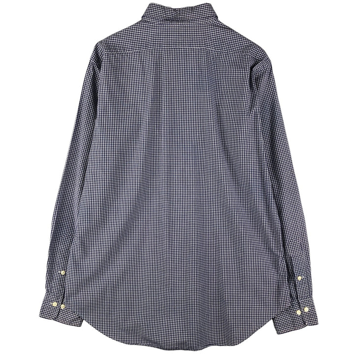 Ralph Lauren POLO by Ralph Lauren long sleeve cotton check shirt, men's size M cotton Navy blue Vintage Second Hand