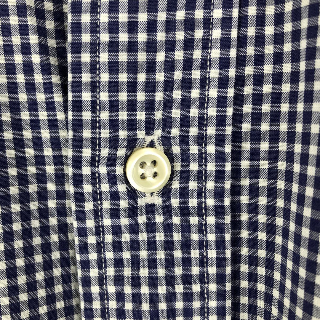 Ralph Lauren POLO by Ralph Lauren long sleeve cotton check shirt, men's size M cotton Navy blue Vintage Second Hand