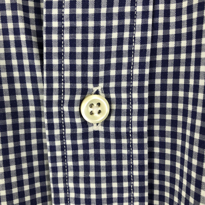 Ralph Lauren POLO by Ralph Lauren long sleeve cotton check shirt, men's size M cotton Navy blue Vintage Second Hand