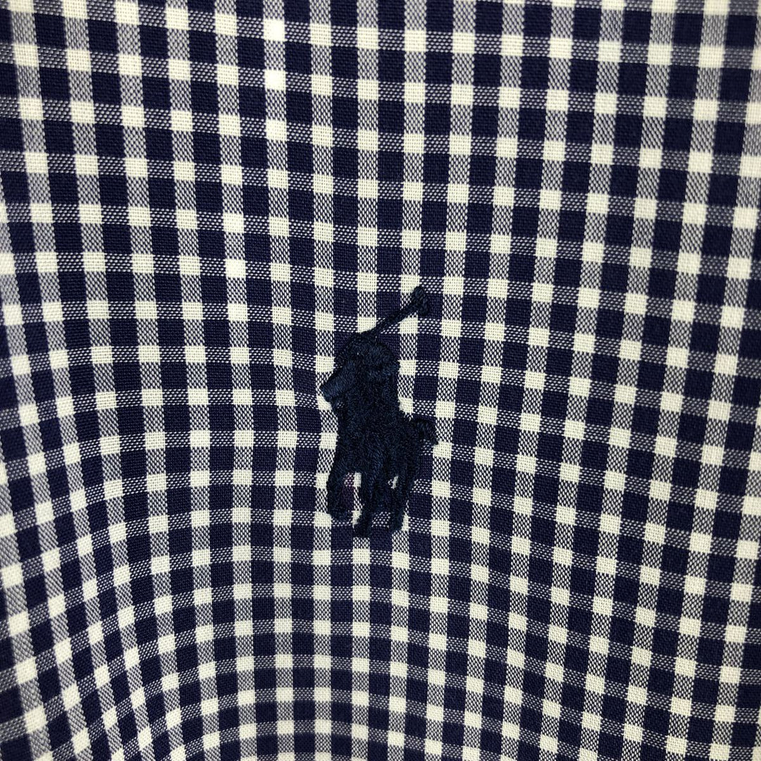 Ralph Lauren POLO by Ralph Lauren long sleeve cotton check shirt, men's size M cotton Navy blue Vintage Second Hand