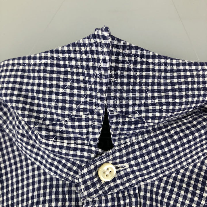 Ralph Lauren POLO by Ralph Lauren long sleeve cotton check shirt, men's size M cotton Navy blue Vintage Second Hand