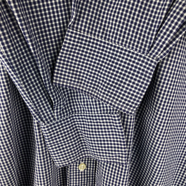Ralph Lauren POLO by Ralph Lauren long sleeve cotton check shirt, men's size M cotton Navy blue Vintage Second Hand