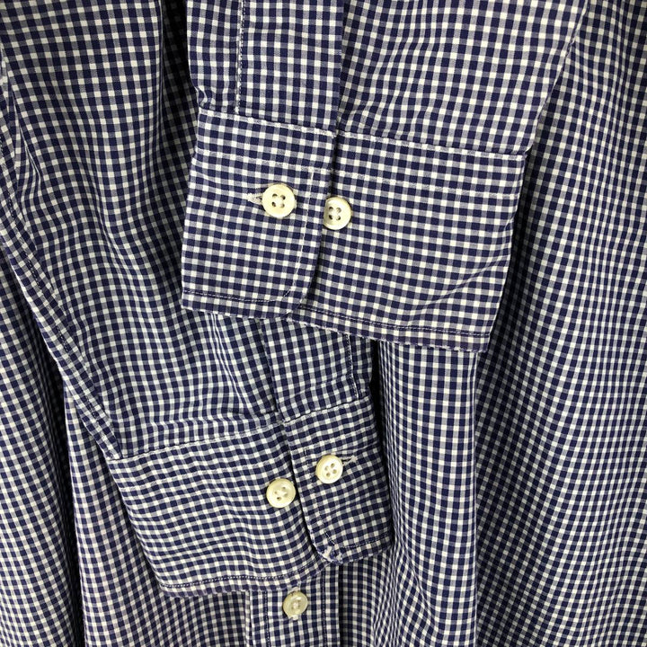 Ralph Lauren POLO by Ralph Lauren long sleeve cotton check shirt, men's size M cotton Navy blue Vintage Second Hand