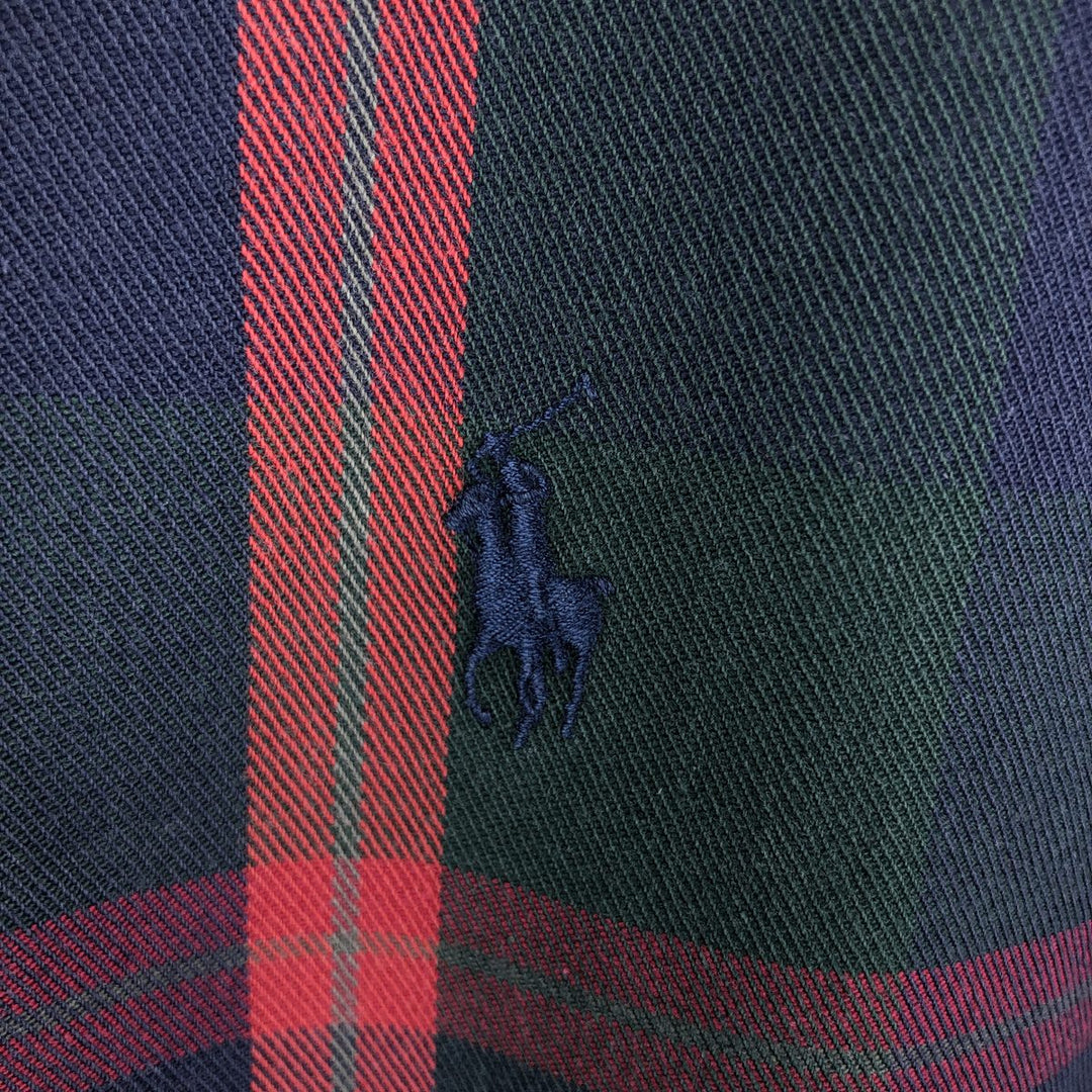 Ralph Lauren long sleeve button down check shirt, men's size L cotton Green type dark green Vintage Second Hand