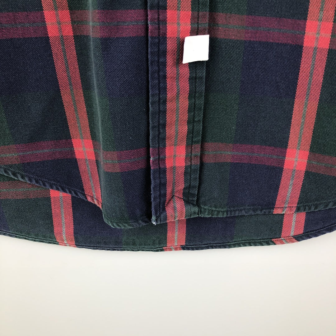 Ralph Lauren long sleeve button down check shirt, men's size L cotton Green type dark green Vintage Second Hand