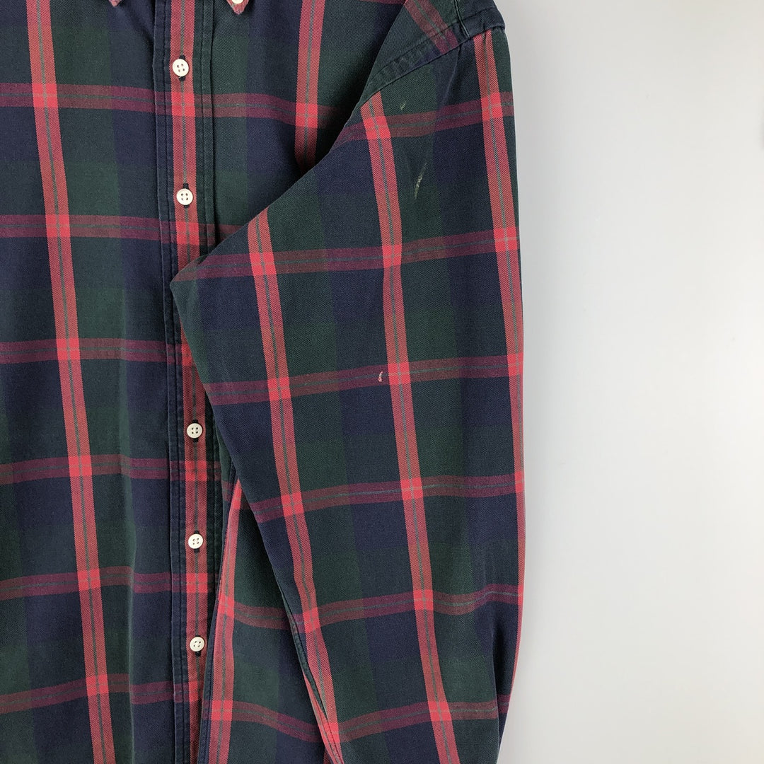 Ralph Lauren long sleeve button down check shirt, men's size L cotton Green type dark green Vintage Second Hand
