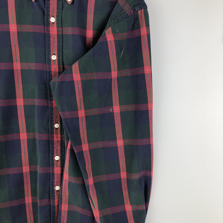 Ralph Lauren long sleeve button down check shirt, men's size L cotton Green type dark green Vintage Second Hand