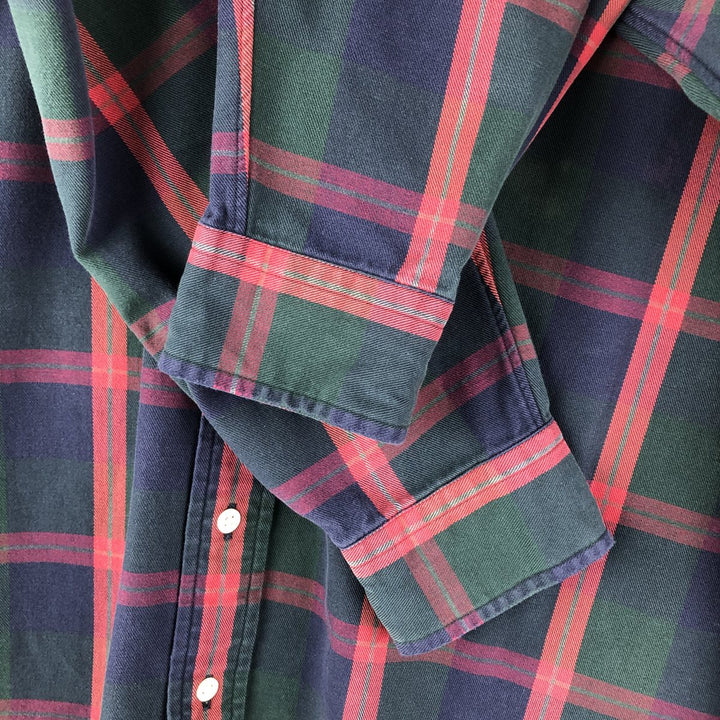 Ralph Lauren long sleeve button down check shirt, men's size L cotton Green type dark green Vintage Second Hand