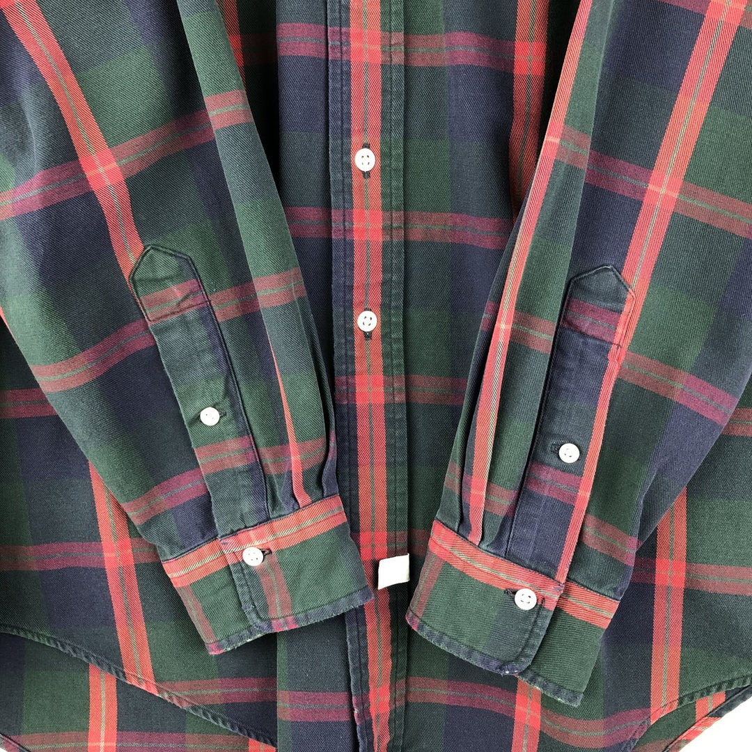 Ralph Lauren long sleeve button down check shirt, men's size L cotton Green type dark green Vintage Second Hand
