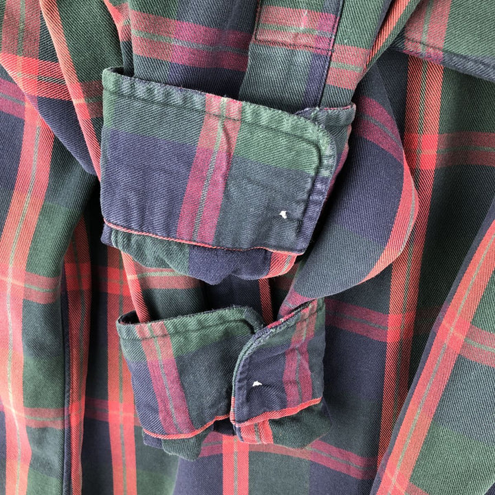 Ralph Lauren long sleeve button down check shirt, men's size L cotton Green type dark green Vintage Second Hand